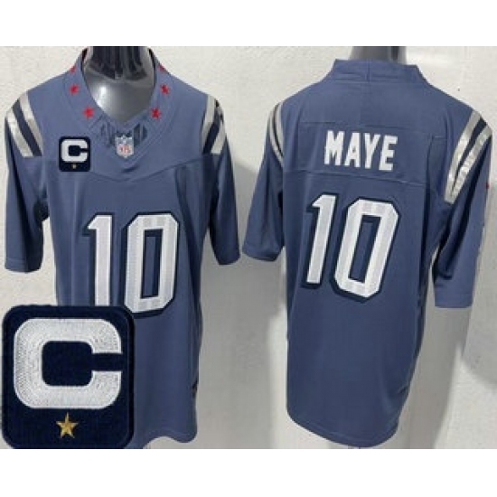 Personalized Men’s New England Patriots #10 Drake Maye Limited Gray Rivalries Captain FUSE Jersey