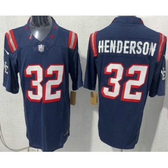 Personalized Men’s New England Patriots #32 TreVeyon Henderson Limited Navy Rivalries FUSE Jersey
