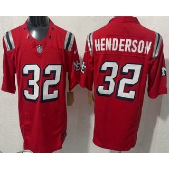 Personalized Men’s New England Patriots #32 TreVeyon Henderson Limited Red Rivalries FUSE Jersey