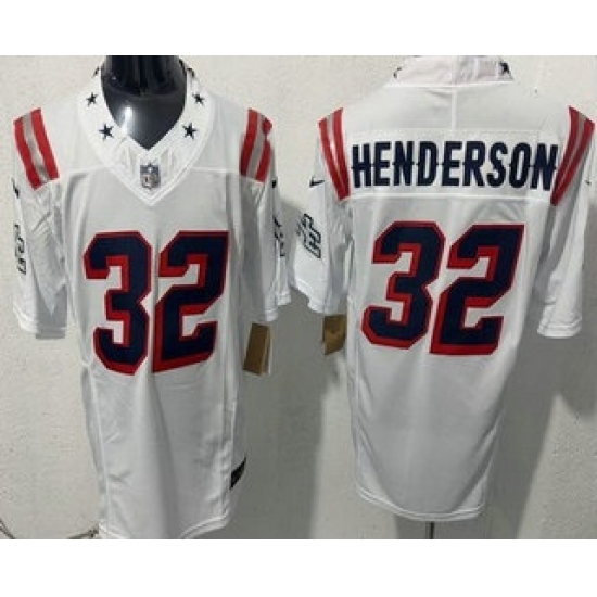 Personalized Men’s New England Patriots #32 TreVeyon Henderson Limited White Rivalries FUSE Jersey