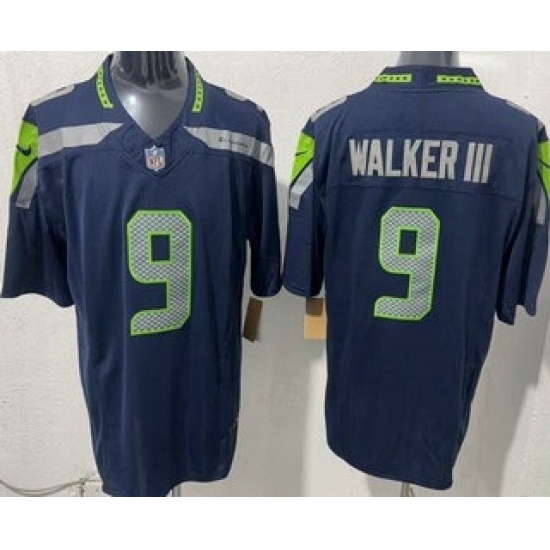 Personalized Men’s Seattle Seahawks #9 Kenneth Walker III Limited Navy FUSE Jerseys