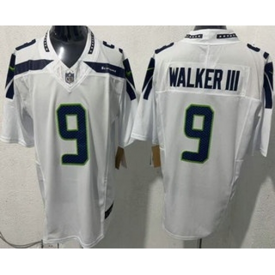 Personalized Men’s Seattle Seahawks #9 Kenneth Walker III Limited White FUSE Jersey