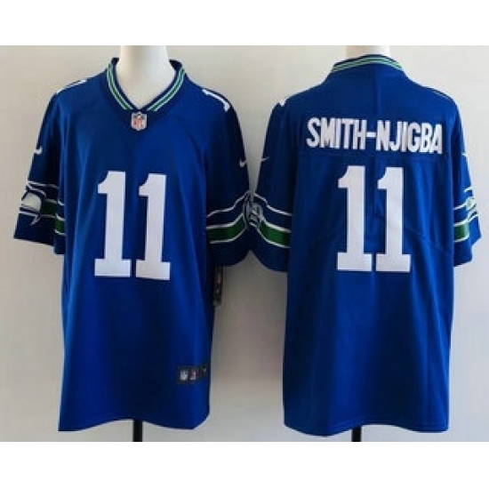 Personalized Men’s Seattle Seahawks #11 Jaxon Smith Njigba Limited Blue Throwback Jersey