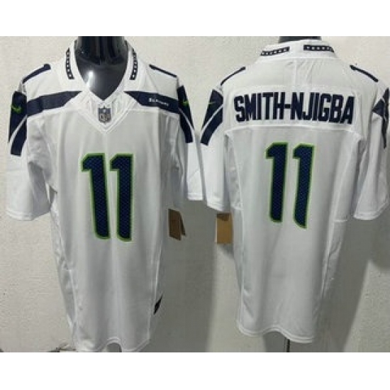 Personalized Men’s Seattle Seahawks #11 Jaxon Smith Njigba Limited White FUSE Jersey