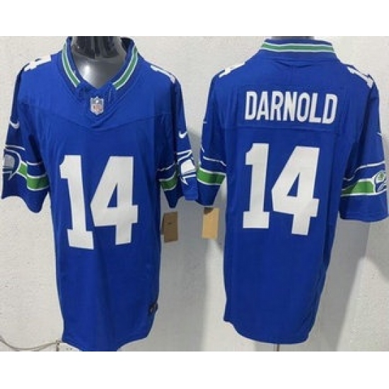 Personalized Men’s Seattle Seahawks #14 Sam Darnold Limited Blue FUSE Jersey