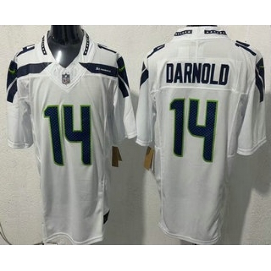 Personalized Men’s Seattle Seahawks #14 Sam Darnold Limited White FUSE Jersey