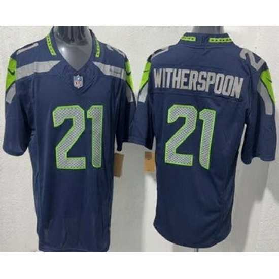 Personalized Men’s Seattle Seahawks #21 Devon Witherspoon Limited Navy FUSE Jersey