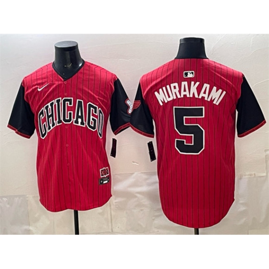 Personalized Men’s Chicago White Sox #5 Munetaka Murakami Red Black 2025 City Connect Limited Stitched Baseball Jersey