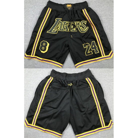 Personalized Los Angeles Lakers #8 #24 Black Shorts (Run Small)