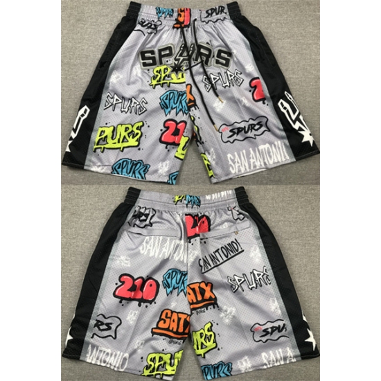 Personalized Men’ San Antonio Spurs Black Gray Shorts (Run Smaller)