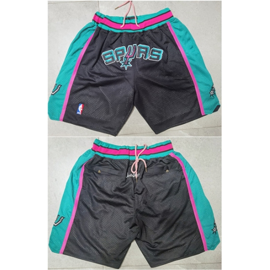 Personalized Men’ San Antonio Spurs Black Teal Shorts (Run Small)