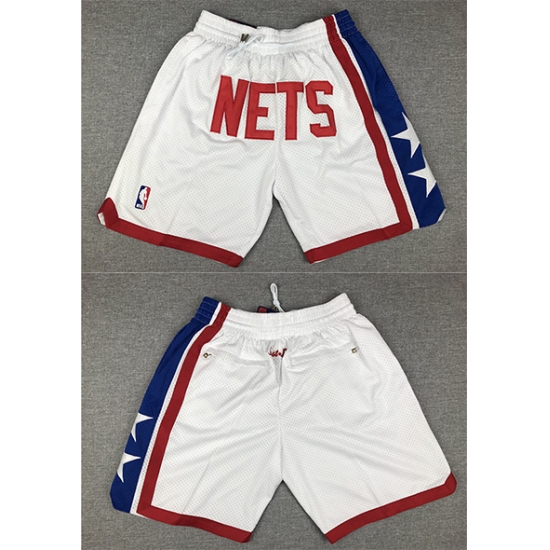 Personalized Men’s Brooklyn Nets Retro White Shorts (Run Smaller)