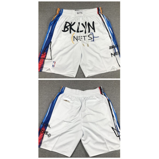 Personalized Men’s Brooklyn Nets White Shorts (Run Small)