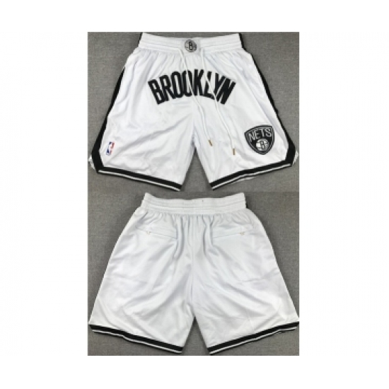 Personalized Mens Brooklyn Nets White Shorts