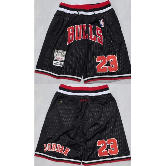 Personalized Mens Chicago Bulls #23 Michael Jordan Black Shorts (Run Small)
