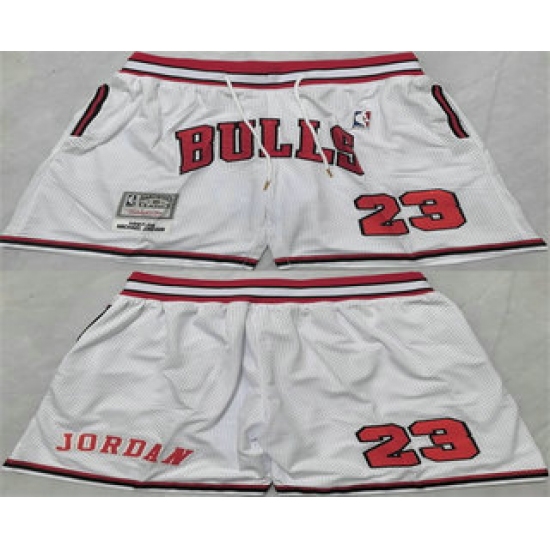 Personalized Men’s Chicago Bulls #23 Michael Jordan White Just Don Shorts