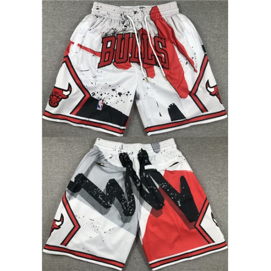 Personalized Men’s Chicago Bulls White Red Shorts (Run Small)