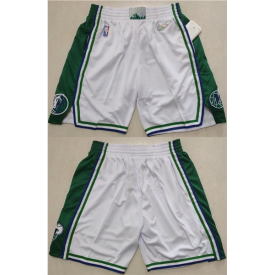 Personalized Men’s Dallas Mavericks White Green 75th Anniversary Shorts (Run Small)