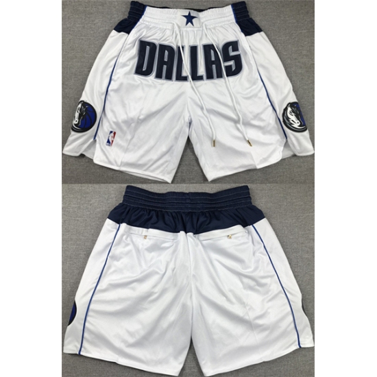 Personalized Men’s Dallas Mavericks White Shorts (Run Small)