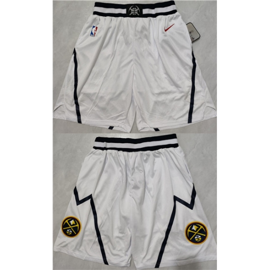 Personalized Men’s Denver Nuggets White Shorts (Run Smaller)