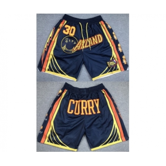 Personalized Men’s Golden State Warriors #30 Stephen Curry Navy Shorts(Run Small)