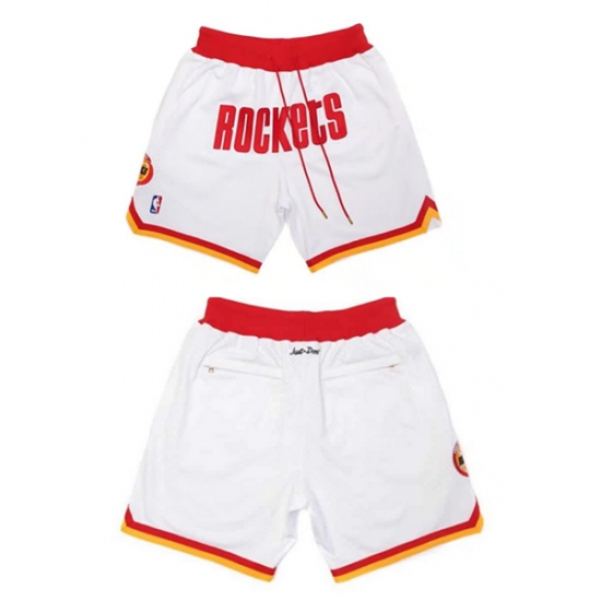 Personalized Men’s Houston Rockets White Shorts (Run Small)