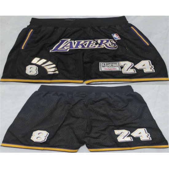 Personalized Men’s Los Angeles Lakers #24 Kobe Bryant Black Just Don Shorts