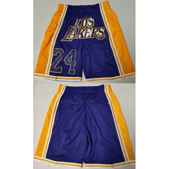 Personalized Men’s Los Angeles Lakers #24 Purple Gold Shorts (Run Small)