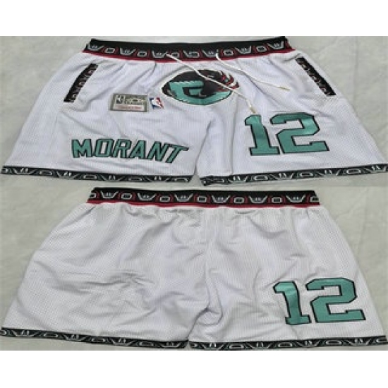 Personalized Men’s Memphis Grizzlies #12 Ja Morant White 2025 Shorts