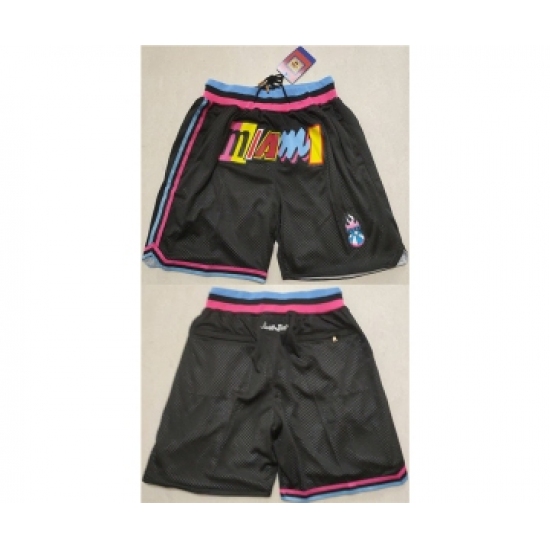 Personalized Mens Miami Heat Black Shorts (Run Small)