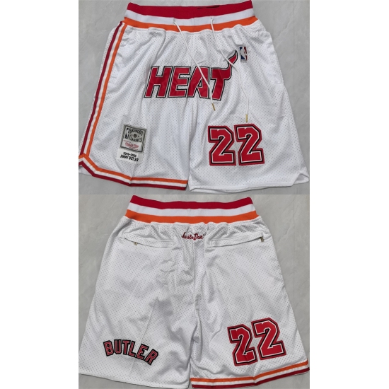 Personalized Men’s Miami Heat White #22 Shorts (Run Small)