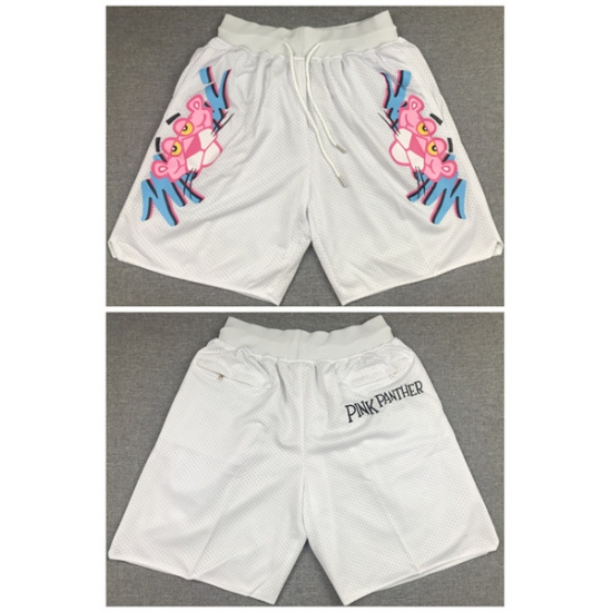 Personalized Men’s Miami Heat White ‘Pink Panther’ Shorts (Run Small)