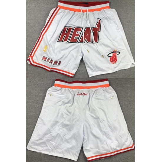Personalized Men’s Miami Heat White Shorts (Run Small)
