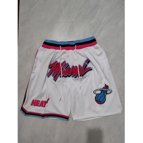 Personalized Mens Miami Heat White Shorts