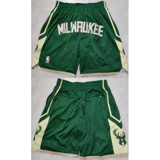Personalized Men’s Milwaukee Bucks Green Shorts (Run Small)