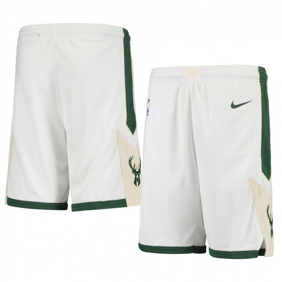 Personalized Men’s Milwaukee Bucks White NBA Shorts (Run Smaller)
