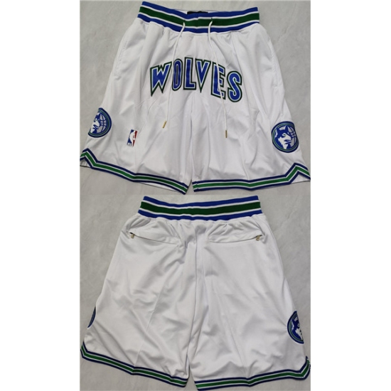 Personalized Mens Minnesota Timberwolves White Shorts (Run Small)