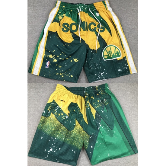 Personalized Men’s Oklahoma City Thunder Green SuperSonics Shorts (Run Smaller)