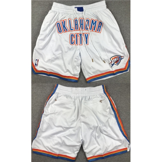 Personalized Men’s Oklahoma City Thunder White Shorts (Run Small)