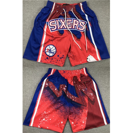 Personalized Men’s Philadelphia 76ers Red Blue Shorts (Run Small)