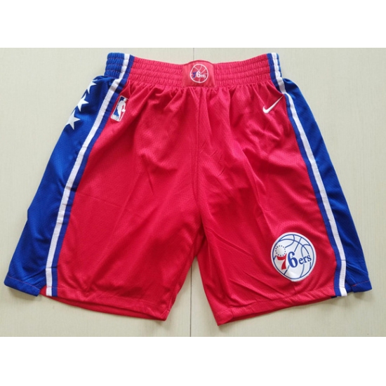 Personalized Men’s Philadelphia 76ers Red NBA Shorts (Run Smaller)