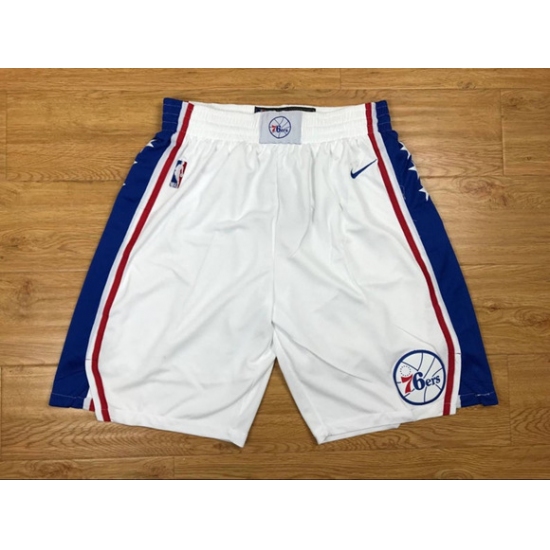 Personalized Men’s Philadelphia 76ers White NBA Shorts (Run Smaller)