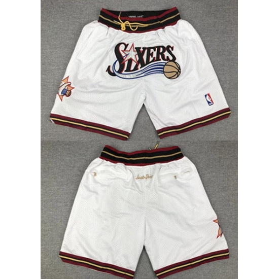 Personalized Mens Philadelphia 76ers White Shorts