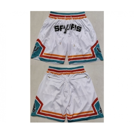 Personalized Men’s San Antonio Spurs White Shorts (Run Smaller)
