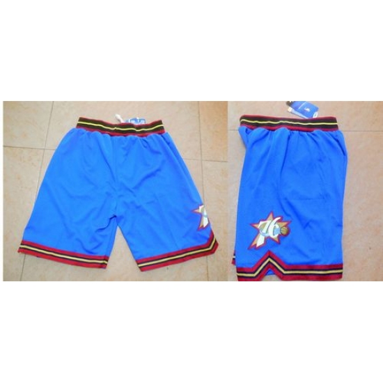 Personalized Philadelphia 76ers Blue Throwback NBA Shorts