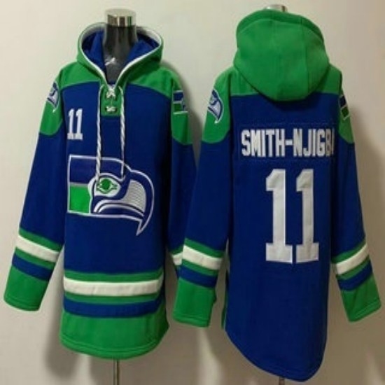 Personalized Men’s Seattle Seahawks #11 Jaxon Smith Njigba Blue Ageless Must Have Lace Up Pullover Hoodie
