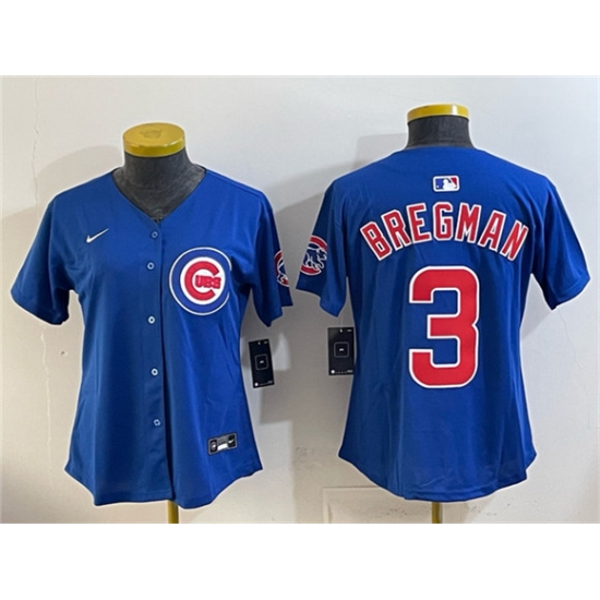 Personalized Women’s Chicago Cubs #3 Alex Bregman Royal Limited Stitched Baseball Jersey(Run Small)