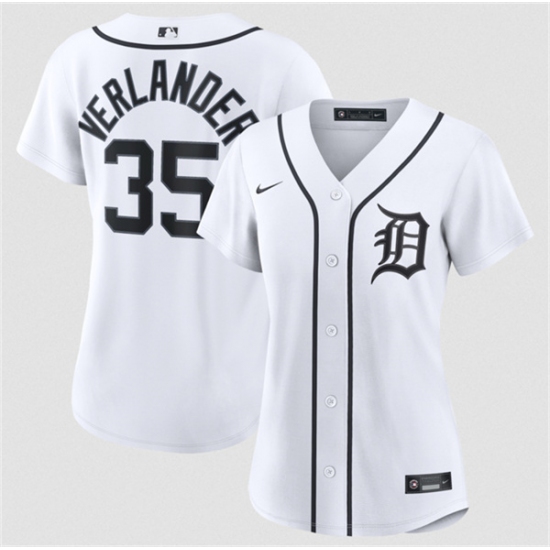 Personalized Women’s Detroit Tigers #35 Justin Verlander White 2026 Cool Base Stitched Baseball Jersey(Run Small)