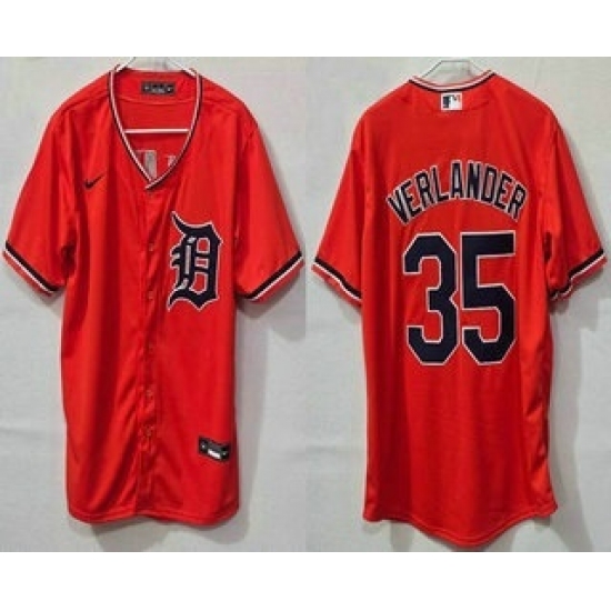 Personalized Men’s Detroit Tigers #35 Justin Verlander Orange Cool Base Jersey