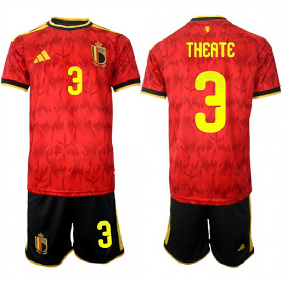 Personalized Men’s Belgium #3 THEATE National Team FIFA x World Cup 2026 Home Red On Field Jersey
